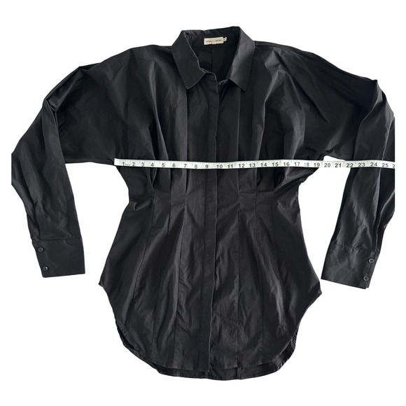 Good American Dart Poplin Button‎ Down Shirt Black Size 2 Medium Corset  $119 - Picture 6 of 12